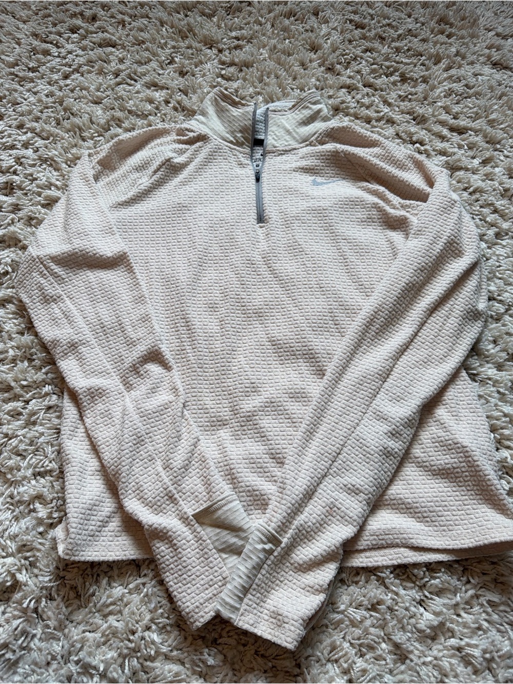 Nike Light Cream Half-Zip Waffle Knit Turtleneck
